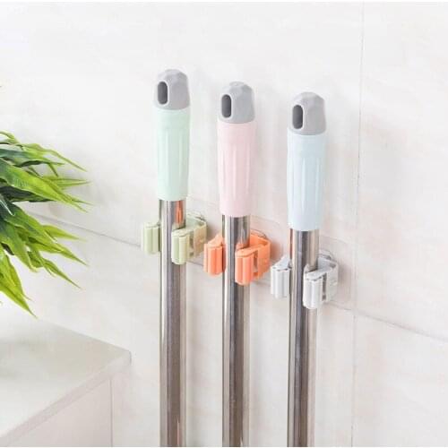 1PC Wall Mounted Mop Organizer Holder Clip Brush Broom Hanger Storage Rack Kitchen Tool Bathroom Accessories Hanging Pipe Hooks