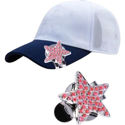 1pc Golf Hat Clip Golf Marker Ball Aiming Marker Professional Rhinestone Creative Marker Golf Cap Clip Golf Training Accessories