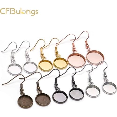 10 PCS Of Non-Fading 10-25mm Tray Cabochon Earrings Hook Cameo Blank Base Set For Handmade Make DIY Jewelry