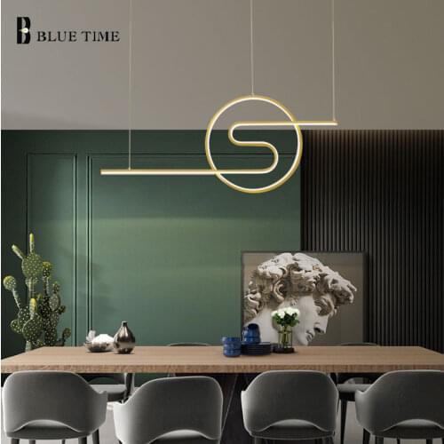 110V 220V LED Pendant Light Modern Pendant Lamp For Living Room Dining Room Bedroom Study Indoor Lighting Fixtures Black&Gold