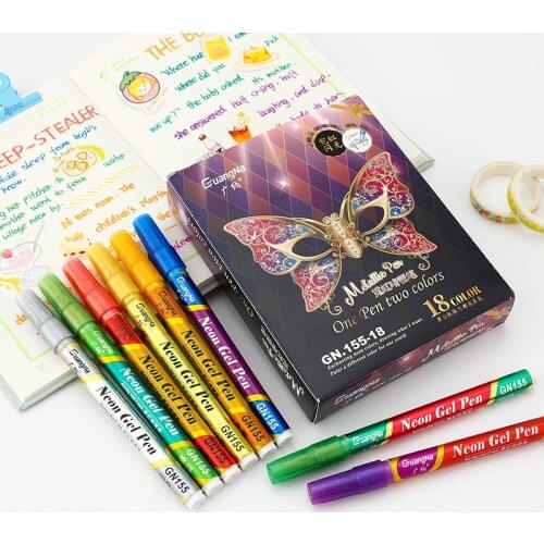 12/18 Colors Metallic Neon Glossy Glitter pen Magic Highlighter Sketch Color Pens Art Marker Drawing DIY Greeting Card Making