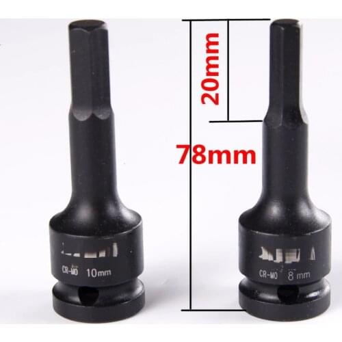 2pcs,14MM-19MM, Length:78mm, 1/2" 12.5mm air impact hexagon socket ratchet wrench bit head pneumatic sleeve torque spanner