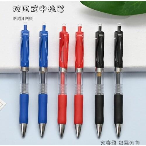 40PCS Simple Bullet Head Press Pen Student Creative Press Neutral Pen Signature Pen Learning Office Stationery Water Pen Black