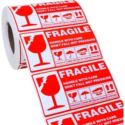 5 X 2.7 inches Fragile Handle with Care Warning Stickers for Shipping and Packing 300 Permanent Adhesive Labels Per Roll