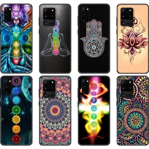 Black tpu Case For Samsung galaxy S20 /S20 PLUS/S20 ultra/S20+ /S20FE back cover Mandala Chakra Insist Yoga