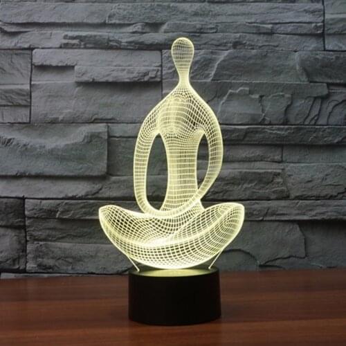 Colorful Changeable 3D LED Meditator Night light Luminaria Led Visual Veilleusen Creative Ambient Light Desk LED Bulb Kids Lamps