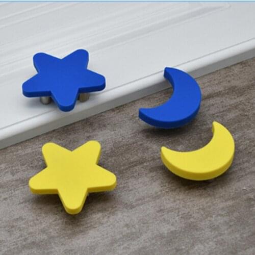 Children Rubber Door Handles Cute Pink Star Moon Cloud Kitchen Cabinet Knobs And Handles Furniture Handle Drawer Pulls