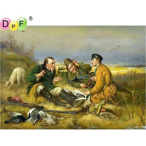 DPF diamond embroidery Hunter diamond painting cross stitch needlework diamond mosaic kit full square home rhinestone decor