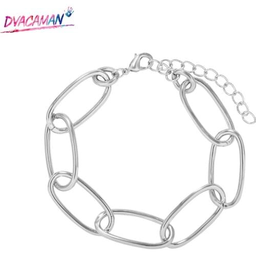 Dvacaman Charm Bracelets for Women Girls Jewelry Gifts 2020 Silver Maxi Metal Chain Link Bangle Party Hand Accessory Wholesale
