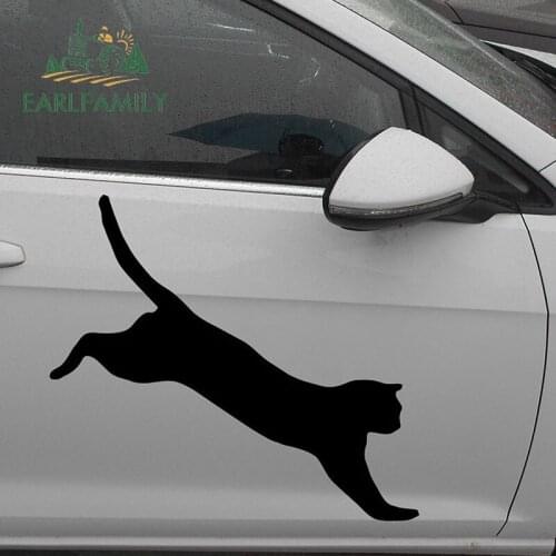 EARLFAMILY 65cm x 30cm Cat Jumping (one for Each Side) Car Sticker for Cars Side Door Truck Window Motorhome Camper Vinyl Decal