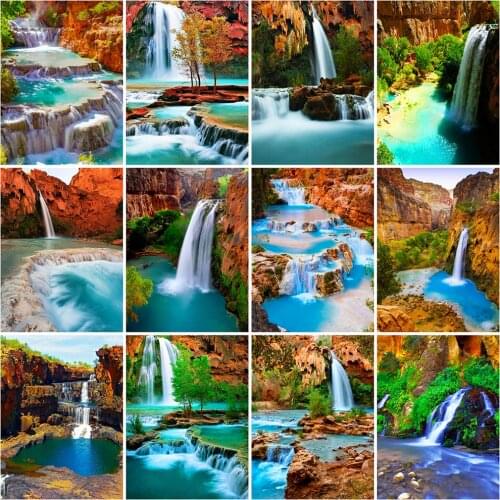 Evershine Diamond Painting Waterfall Cross Stitch Kit Diamond Mosaic Mountain Bead Embroidery Scenery Sale Handmade Hobby Gift