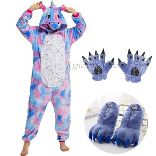 Kigurumi Unicorn Children Winter Sleepwear Kids rainbow Pajama sets Baby Girls Boys Stitch Onesies Licorne Animal Anime Cosplay