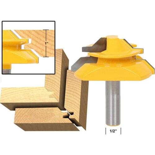HOEN 45 Degree - Up to 1" Stock Lock Miter Router Bit - 0.5 inch Shank - 0.25 Inch Shank - Groove Router Bit Milling Cutter