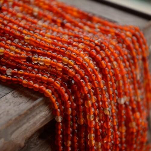 Red agate Round Shape Faceted 3-4mm 15"nature for DIY jewelry making loose beads FPPJ wholesale beads nature gem stone