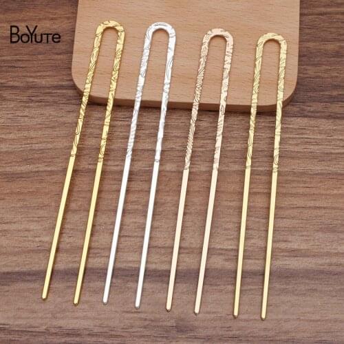 BoYuTe (10 Pieces/Lot) 13.5*129MM Metal Brass Flower Carved Hair Stick Handmade Diy Hair Accessories Materials