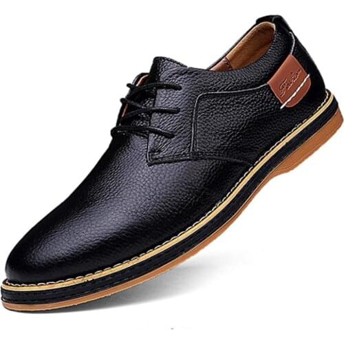 Men Oxfords Genuine Leather Dress Shoes Brogue Lace Up Mens Casual Shoes Luxury Brand Moccasins Loafers Men 2020 Plus Size 38-48