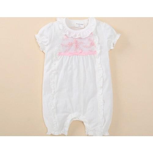Newborn baby girl clothes lace flowers jumpsuits white cotton soft baby romper 0-3 months summer baby clothing set bebe roupas