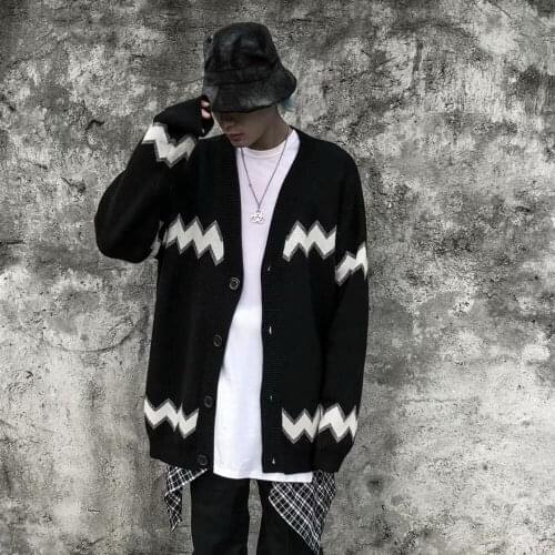 Autumn and winter knitwear languid cardigan sweater mens coat Korean fashion loose and versatile lazy sweater trend