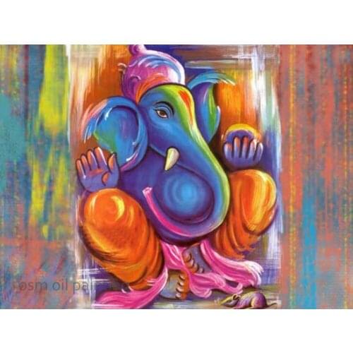 Excellent Painter Hand-painted High Skill Modern Indian Elephant Buddha Oil Painting On Canvas Home Decor Elephant Painting