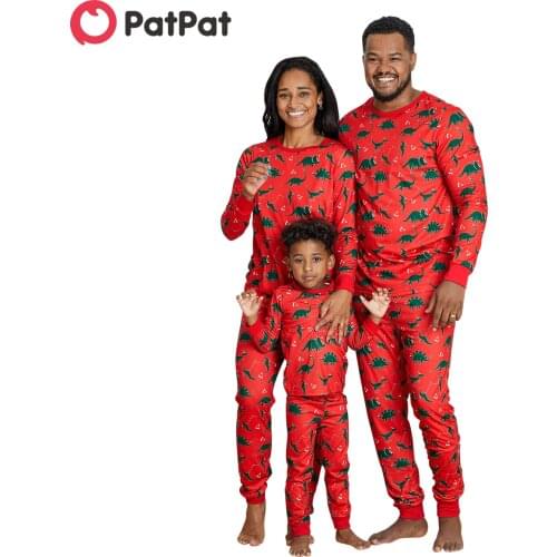 PatPat 2020 New Arrival Winter Flame Resistant Family Look Red casual Pajama Sets Animal full print Matching Pajamas Sets