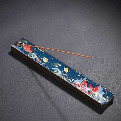 Incense Stick Holder, Ceramic Handicraft Incense Burner Holder with Ash Catcher, Incense Tray for Sticks