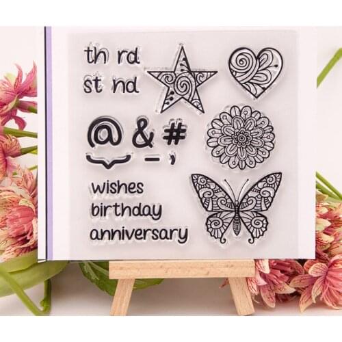 Clear Stamps Scrapbooking Rubber Stamp Handmade DIY Decoration Craft Supplies Stamps for Card Making Butterfly Five-Pointed Star