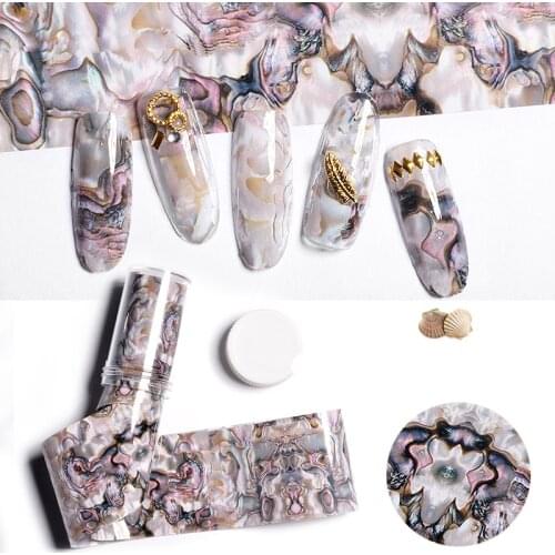 Shell Starry Sky Nail foils Marble Designs Holo Nail Art Transfer Stickers Decals Manicure Decorations Tools 4*100CM