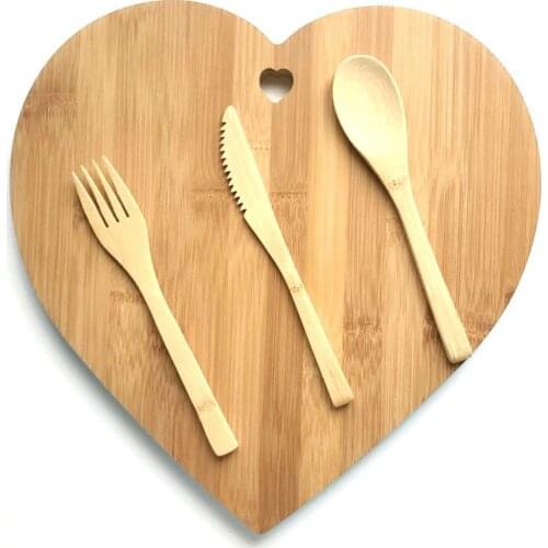 Heart Cutting Board with Cutlery Set