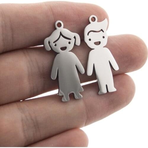 Risul Family Pendants Lovely Son Daughter Children Boy Girls In Charms For Print Both Sides Mirror Polish Stainless Steel 50pcs