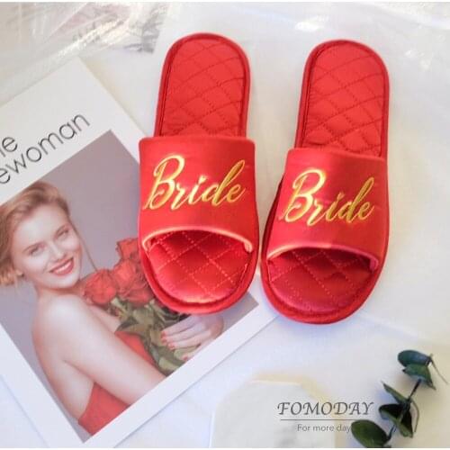 1pairs lot Pink Red Satin Slippers Wedding Bridal Shower Hen Bachelorette party Bride Bridesmaid gift