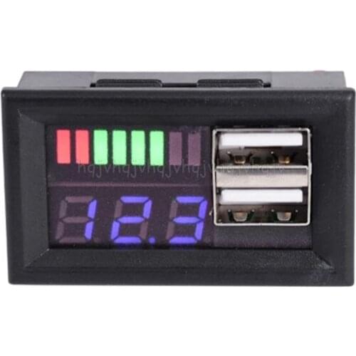 Blue LED Digital Display Voltmeter Mini Voltage Meter Volt Tester Panel For DC 12V Cars Motorcycles Vehicles USB 5V2A output S05