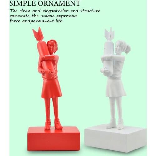 Nordic Modern Art Home Decor Figurine Banksy Bomb Girl Statue Sculpture Creative Street Art Resin Statue Nordic Decoration Home