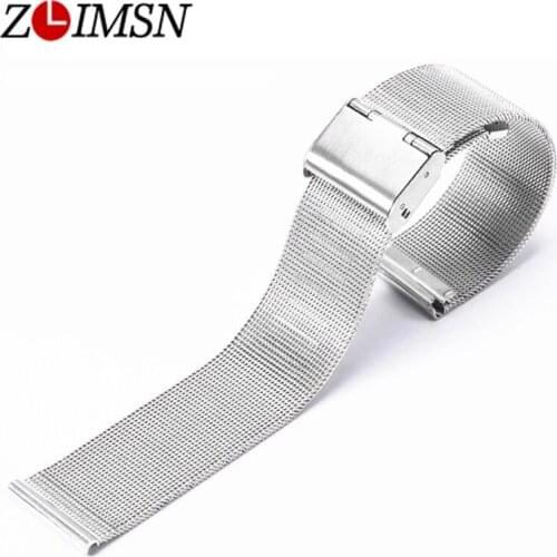 ZZLIMSN Watchbands Bracelets Replacement Accessories 14mm 16mm 18mm 20mm 22mm Ultrathin Reticular Stainless Steel Watch Strap