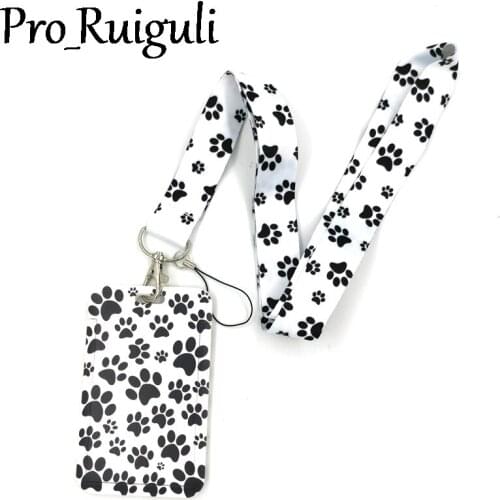 Dog Paws Fashion Lanyard ID Badge Holder Bus Pass Case Cover Slip Bank Credit Card Holder Strap Card Holder