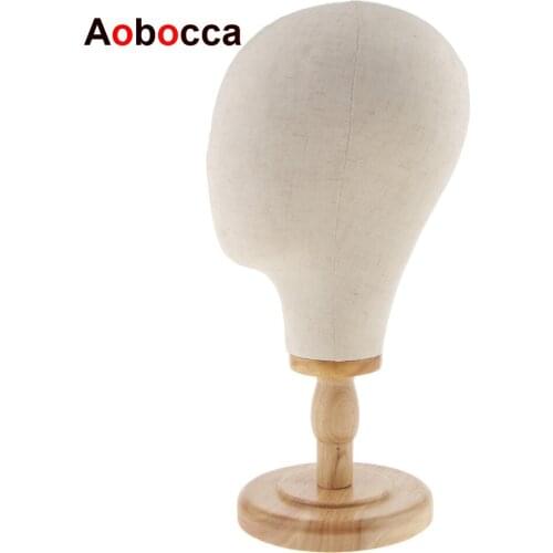 21'' Canvas Block Mannequin Head Wigs Making Glasses Hats Display Stand
