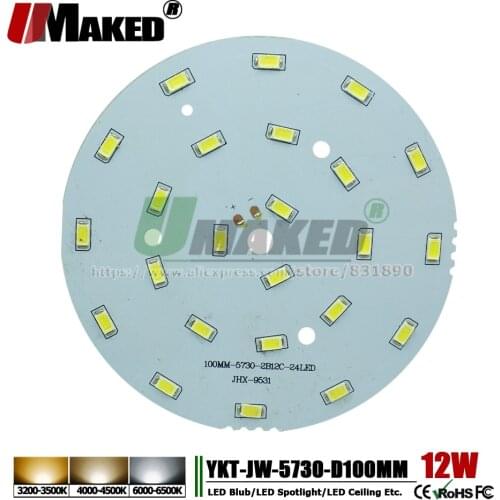 UMAKED 12W 100mm LED Bulb spotlight Downlight DIY PCB Aluminum Lamp plate with SMD5730 LEDs Light Installed Warm/Natural/White