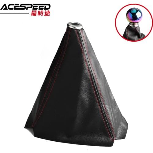 Universal Shift Lever Knob Boot Cover Shift Knob Collars for Racing Car With Red Blue Yellow Stitching
