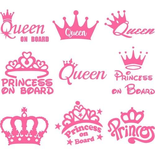 QUEEN ON BOARD Car Window Vinyl Car Whole Body Stickers Decal Car Motorcycle Sticker Pink Decal 15cm*10cm