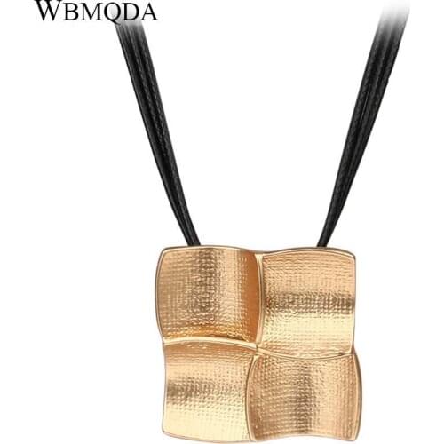 Vintage Geometric Gold Pendant Necklace Fashion Layered Black Wax Rope Choker Women Jewelry Trending Products 2018