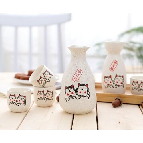Japanese Porcelain Vintage Ceramic Pot Flagon Liquor Spirits Cups Set Kitchen Dining Bar Drinkware Japanese Sake Wine Set