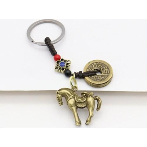 Select Style Copper horse flies keychain hanging brass win immediately ingot horse monkey hand play with small ornaments