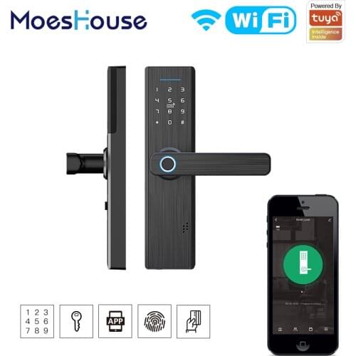 MoeshouseTuya WiFi Multiple Unlocking Fingerprint Lock, Security Intelligent Smart Lock With Smart Life Password RFID Door Lock