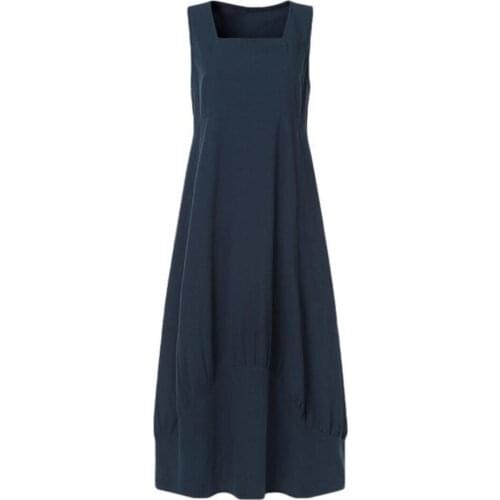 Long Dress Women Sexy Sleeveless Tank Dress 2021 Summer Beach Holiday Maxi Sundress Bohemian Vestido Plus Size Robe Cotton Linen