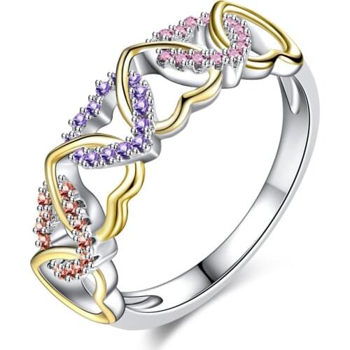 Romantic LOVE Engagement Ladies Ring Luxury Crystal Ladies Jewellery Accessories Micro Zircon Jewellery Valentine Day Gift