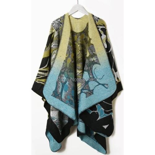 Winter Cape Thick Black With Red Coat 2020 Poncho Women Double Side Faux Fur Neck Plus Size Big Pendulum Dovetail Cardigan