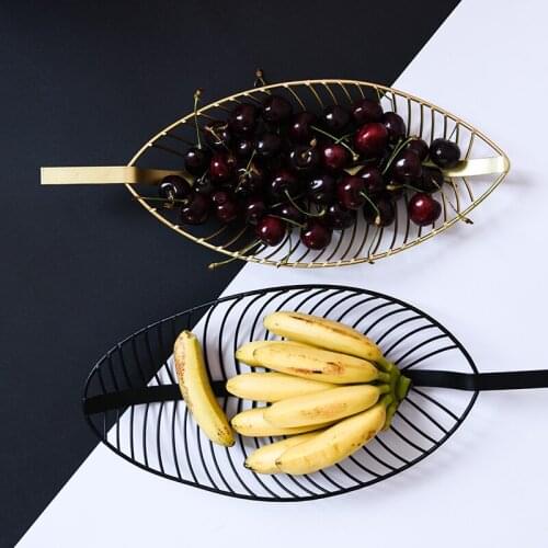 Nordic style Golden Geometric Leaves Shape Iron Art Fruit Storage Basket Home Organizer Bowl For Snacks Candy Table Dining Decor