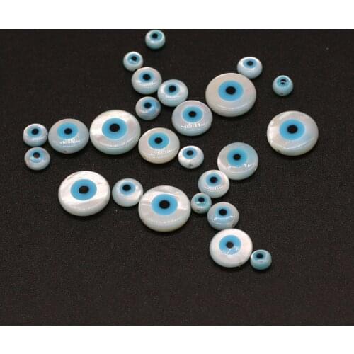10Pcs White Natural Shell Beads Charm Evil Eye Mother of Pearl Loose Beads for DIY Jewelry Making Bracelet Necklace Anklet Gift