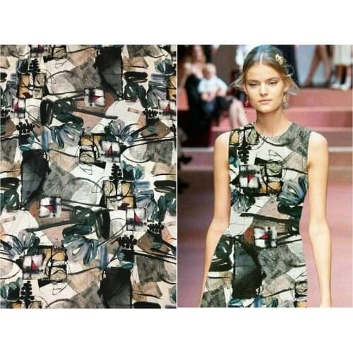 108cm wide 19mm 97% mulberry silk & 3% spandex waxy graffiti digital silkwashed stretch silk satin fabric for dress shirt cloth