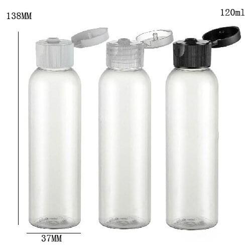 24 x 120ml Clear New Fashion DIY PET Round Shoulder Cosmetic and Lotion Bottle with Flip Cap Bottle