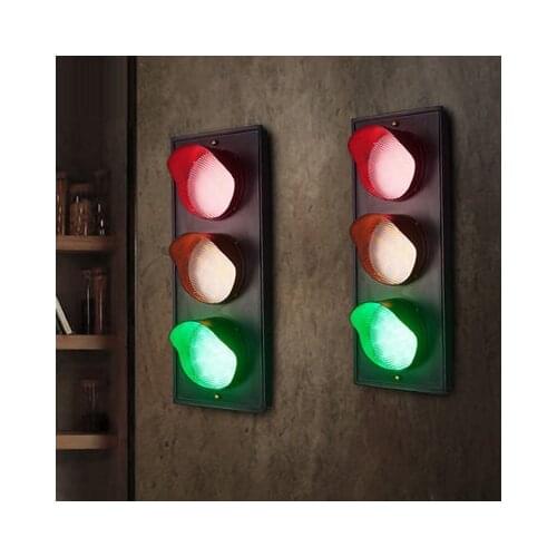 3 Colors LED Traffic Light Style Wall Lamp Traffic Signal Light for Restaurant Cafe Bar Creative Industrial Retro Green Red Blue